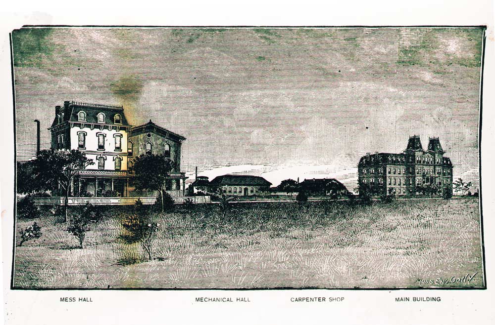 Historical drawing of buildings on ϲʹ̳ campus